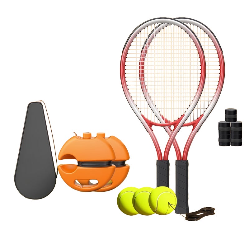 ETG All-in-One Tennis Trainer Set – 2 Rackets, 3 Balls, 2 Fillable Bases, Grips & Bag for Self-Training - Image 1